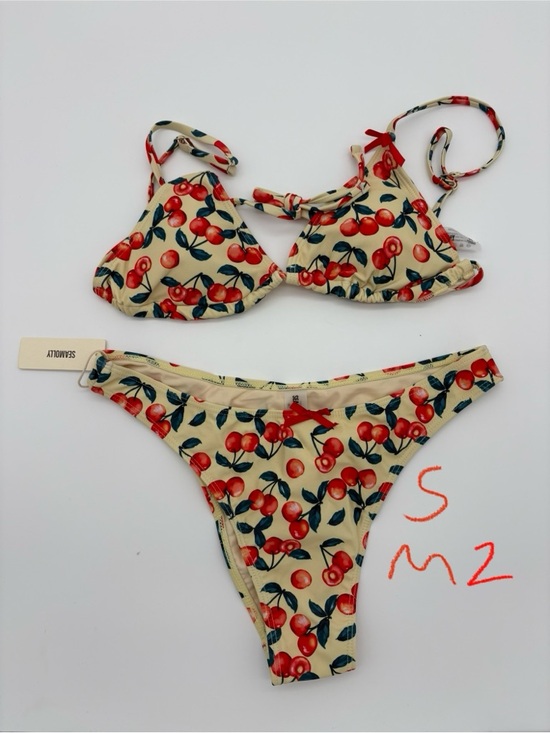 Seamolly Other - Cherry Print Bikini Set, Red Cherries on Cream NWT